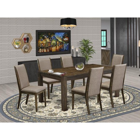 East West Furniture 7 Piece Lismore Dinette Set - Distressed Jacobean LMLA7-77-16